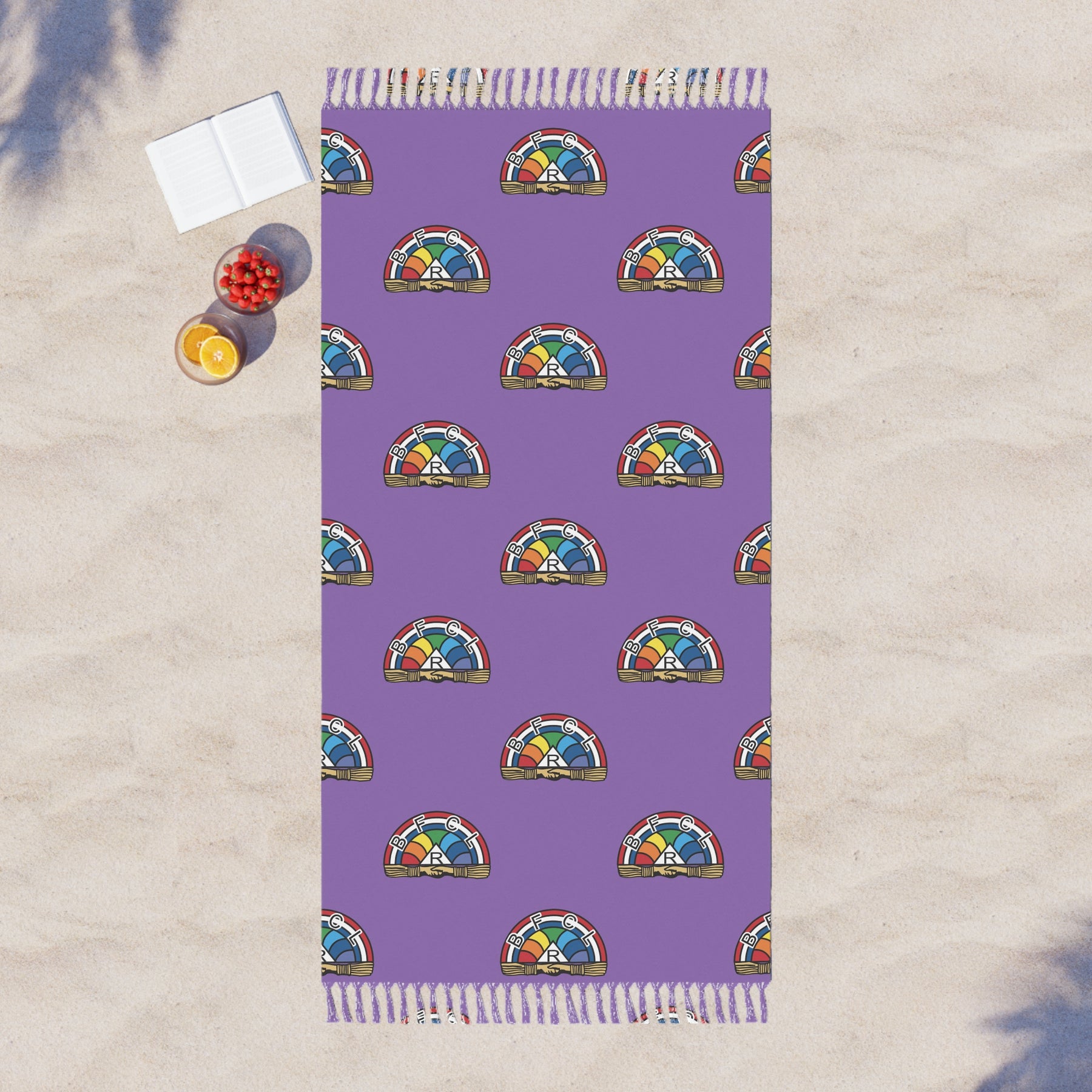 International Order of The Rainbow For Girls Towel - Purple Polyester Beach Cloth - Bricks Masons