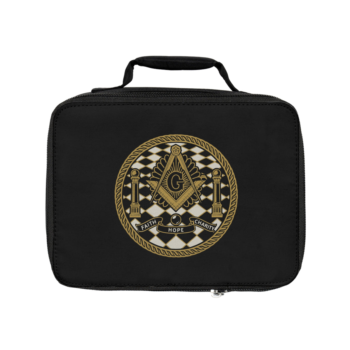 Master Mason Blue Lodge Lunch Bag - Faith Hope Charity Fully Insulated - Bricks Masons