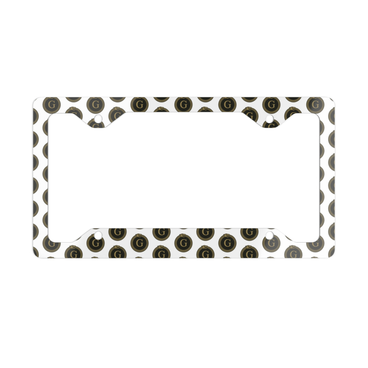 Master Mason Blue Lodge License Plate Frame - Seamless Gold Ouroboros G Pattern - Bricks Masons
