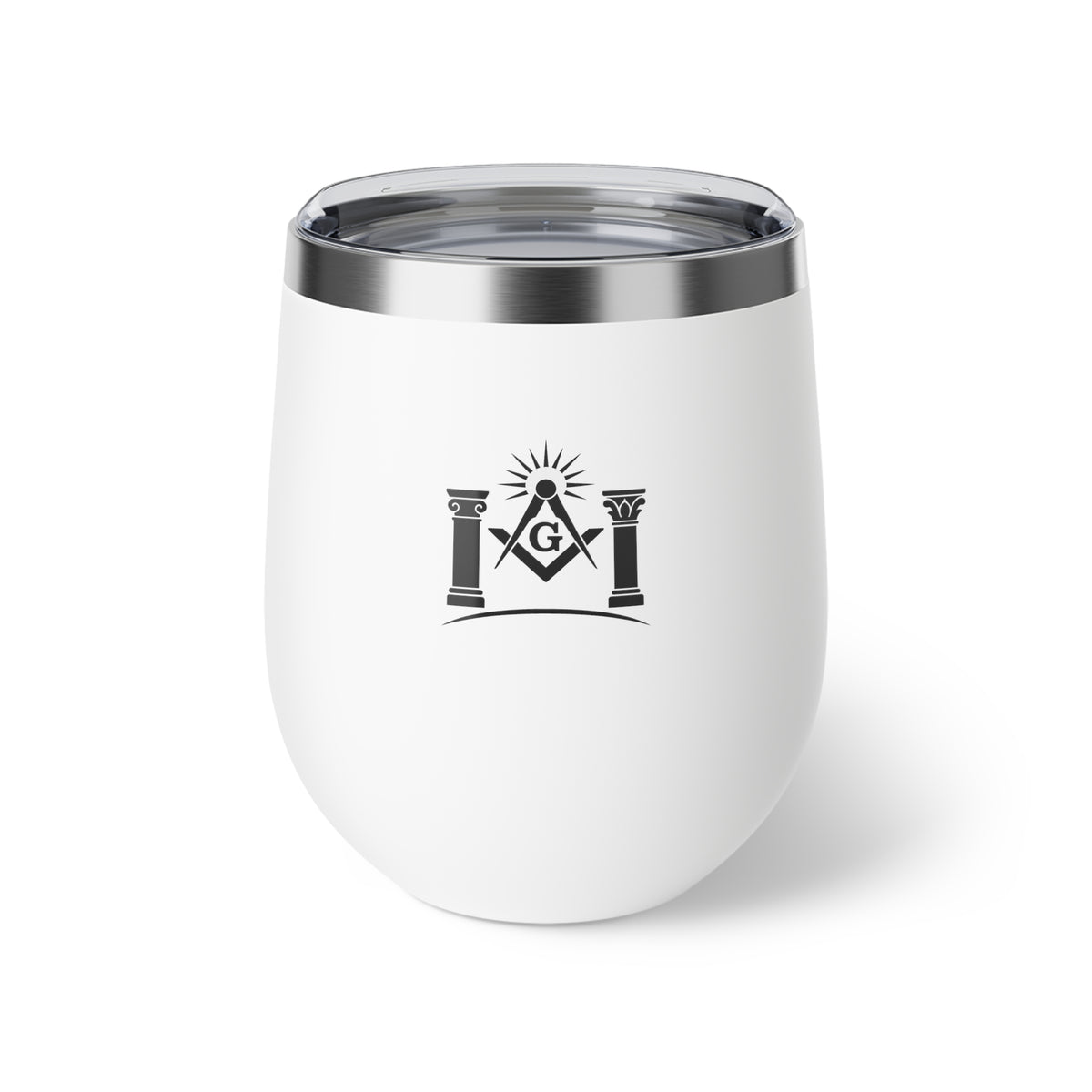 Master Mason Blue Lodge Vacuum Cup - Square & Compass G with Pillars & Light - Bricks Masons