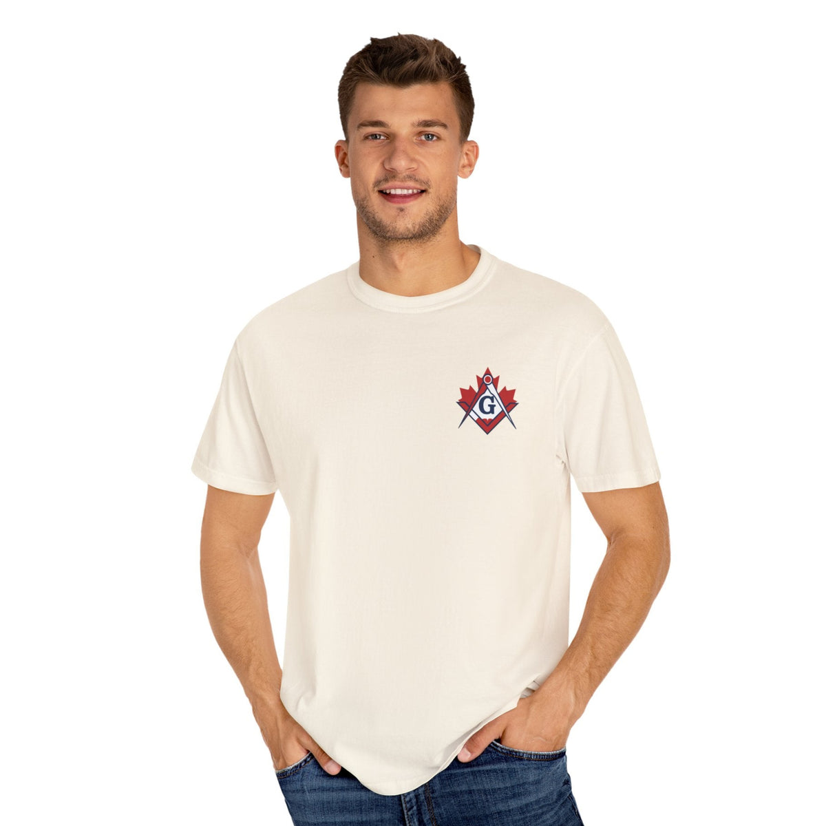 Master Mason Blue Lodge Canada Jurisdiction T-Shirt - Garment-Dyed Tee - Bricks Masons