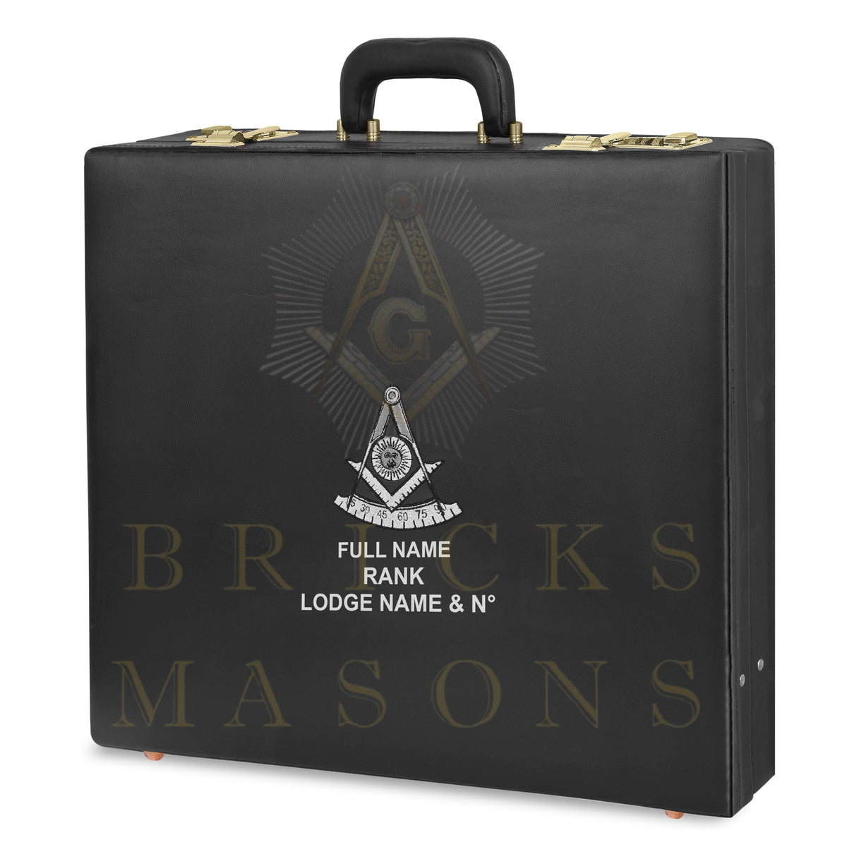 Past Master Blue Lodge Apron Case - Personalized Silver Emblem Various Sizes & Materials - Bricks Masons