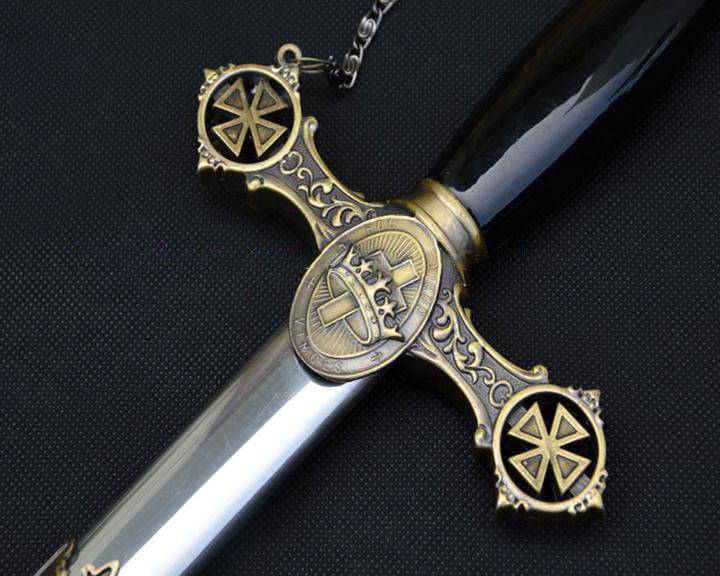 Knights Templar Sword - Brass Gold 38" - Bricks Masons