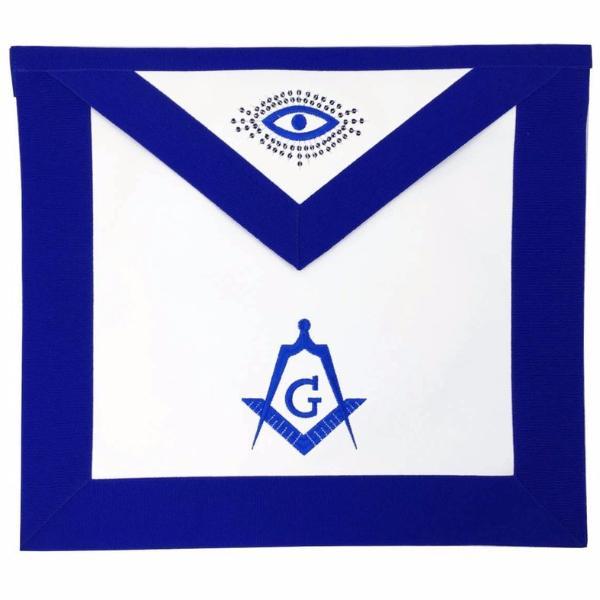 Master Mason Blue Lodge Apron - White & Royal Blue - Bricks Masons