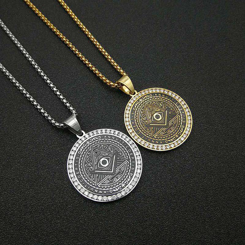 Master Mason Blue Lodge Necklace - Annuit Coeptis Gold & Silver - Bricks Masons