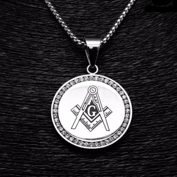 Master Mason Blue Lodge Necklace - IcedOut Gold & Silver - Bricks Masons