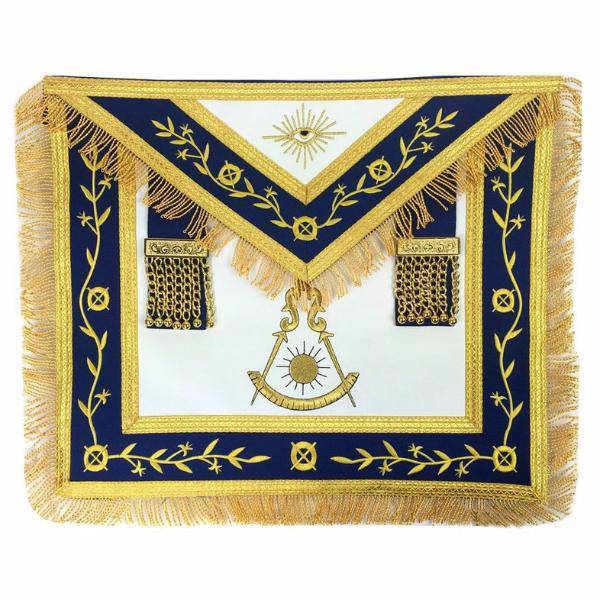 Past Master Blue Lodge Apron - Royal Blue with Gold Fringe - Bricks Masons