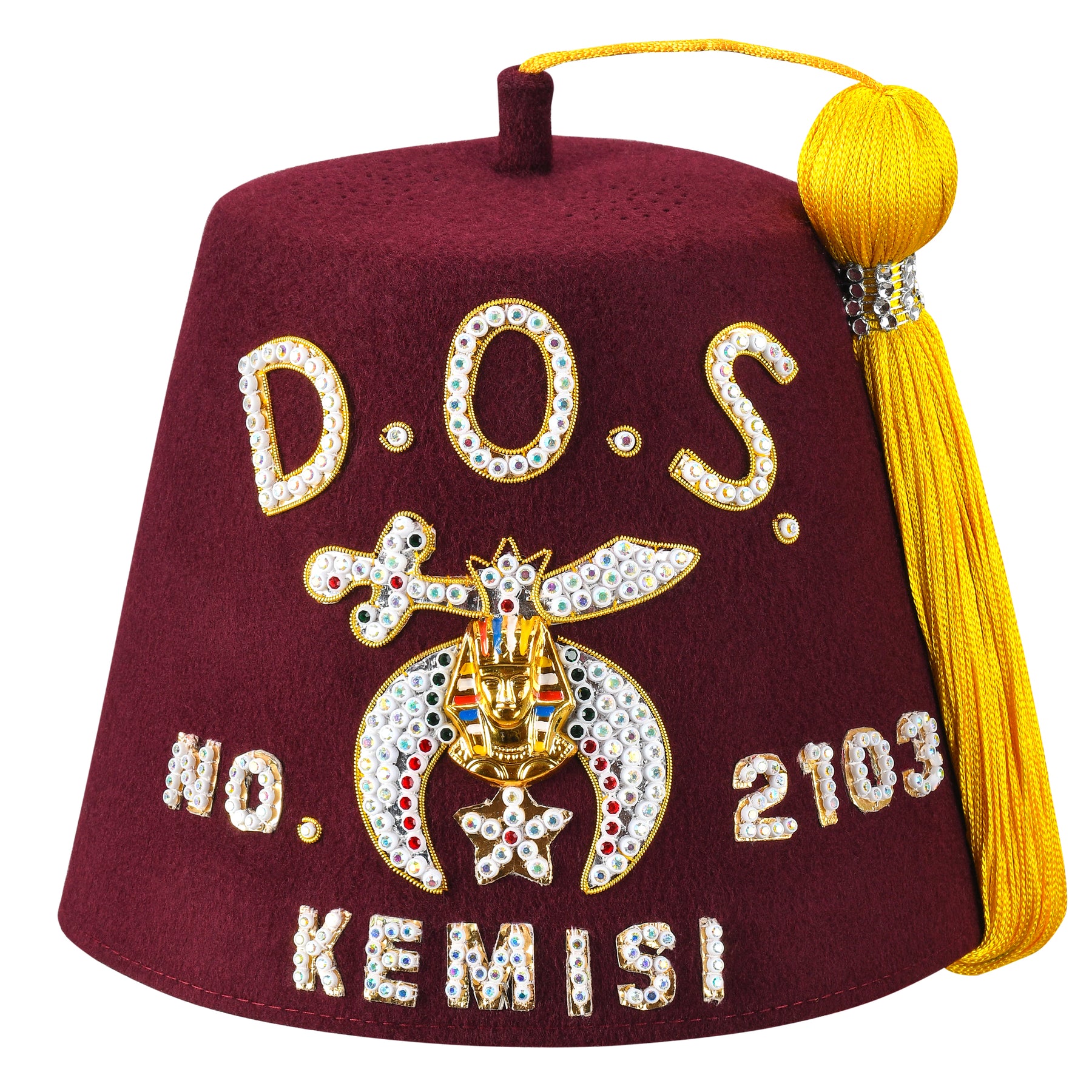 Daughters Of Sphinx Fez Hat - Rhinestones (row options) - Bricks Masons