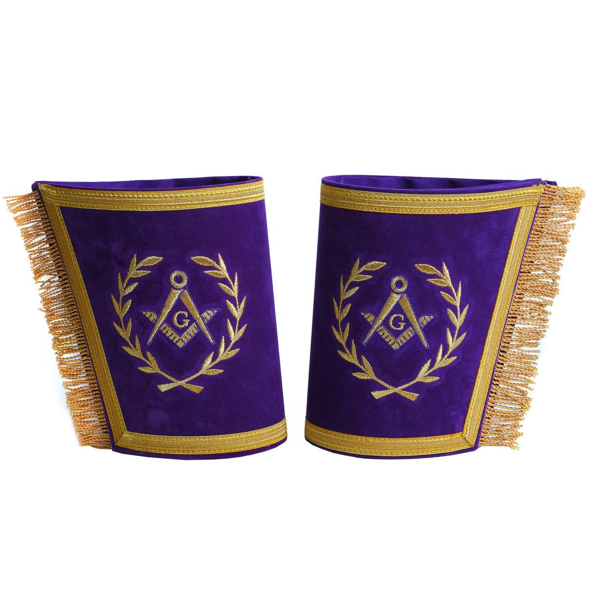 Master Mason Blue Lodge Cuff - Hand Embroidery With Gold Fringe - Bricks Masons