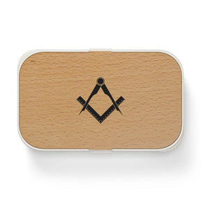 Master Mason Blue Lodge Lunch Box - Wooden Cover with Square & Compass