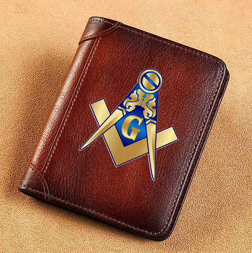 Master Mason Blue Lodge Wallet - Genuine Leather The Pursuit Of Knowledge - Bricks Masons