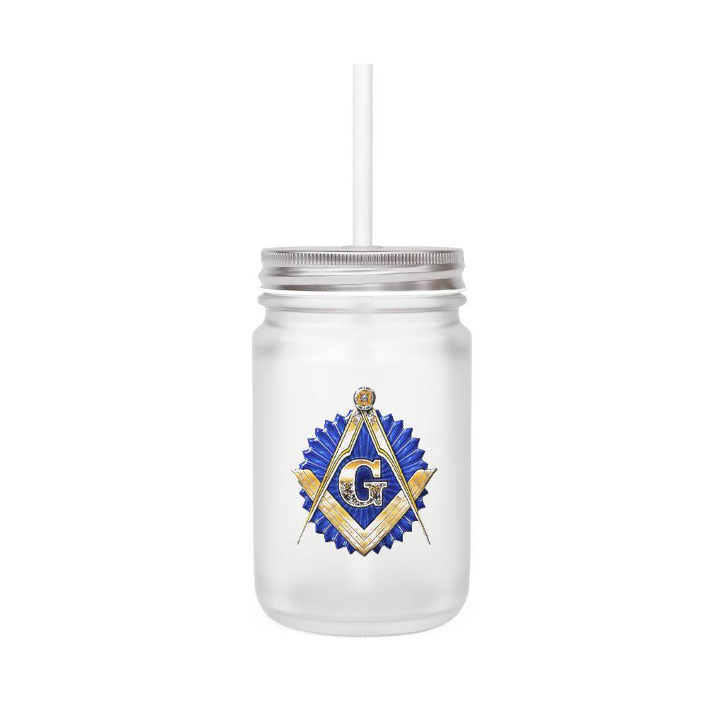 Master Mason Blue Lodge Mason Jar - Golden Square & Compass G