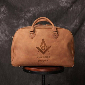 Master Mason Blue Lodge Travel Bag - Dark Brown & Camel