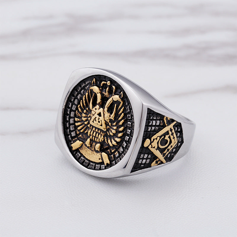 33rd Degree Scottish Rite Ring - Silver & Gold - Bricks Masons