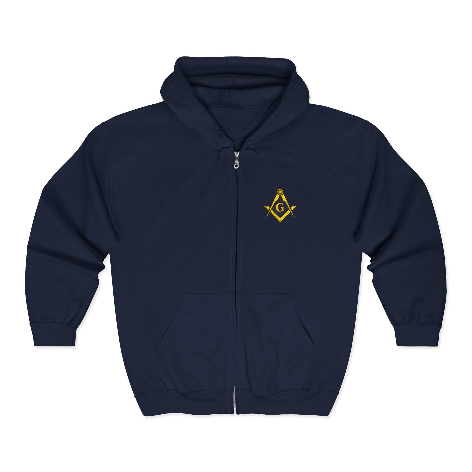 Master Mason Blue Lodge Hoodie - Zip Up Jacket with Embroidered Emblem - Bricks Masons