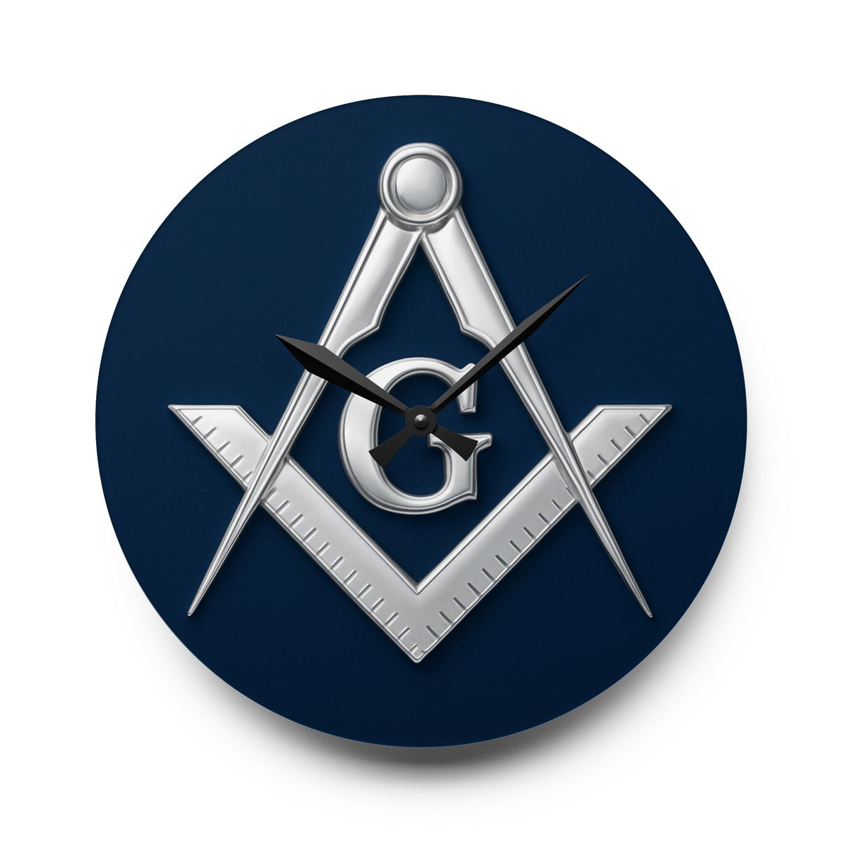 Master Mason Blue Lodge Clock - Compass & Square Symbol on Blue Dial - Bricks Masons