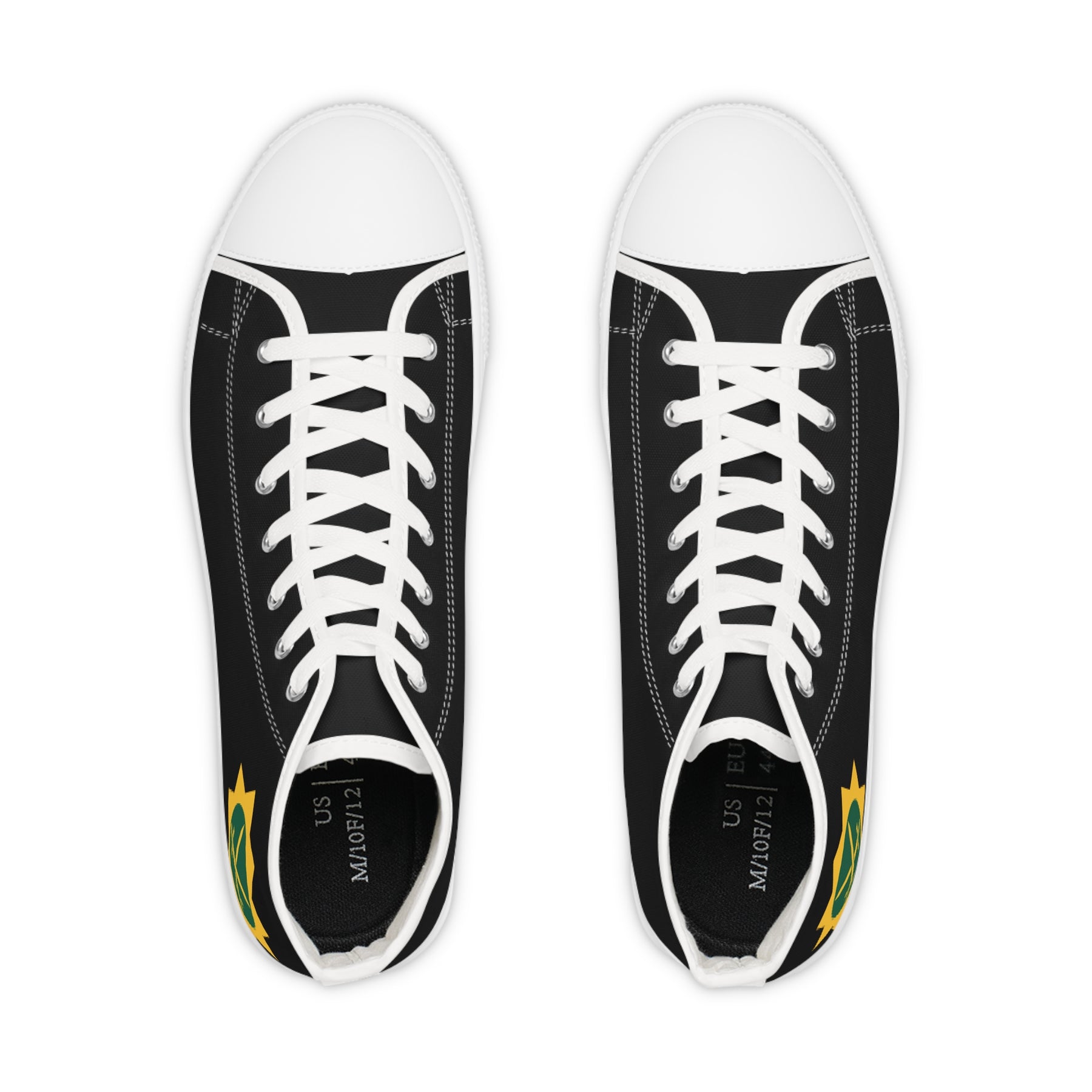 Red Cross of Babylone Sneaker - High Top Black & White Gold & Green Emblem - Bricks Masons