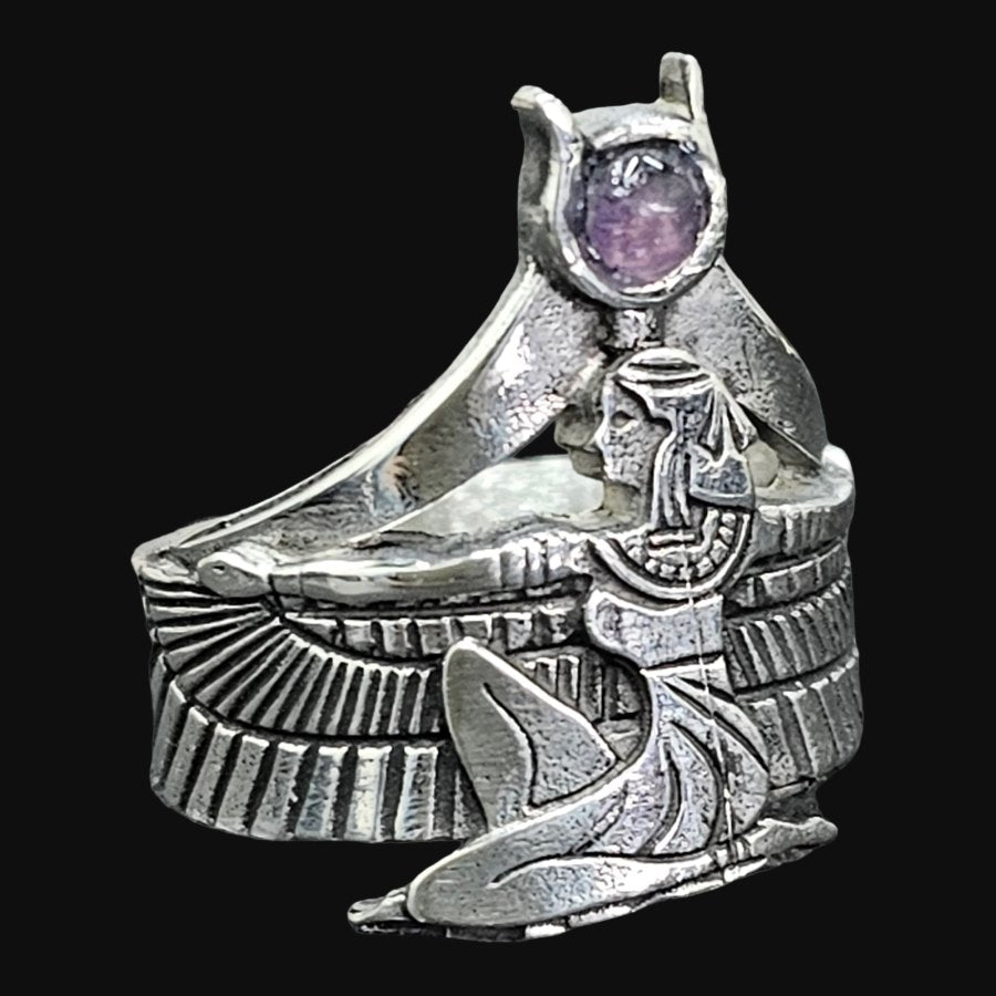 Egyptian Ring Goddess Isis In Silver 2 X 1.5 Cm 10 Gr Art 1097 - Bricks Masons