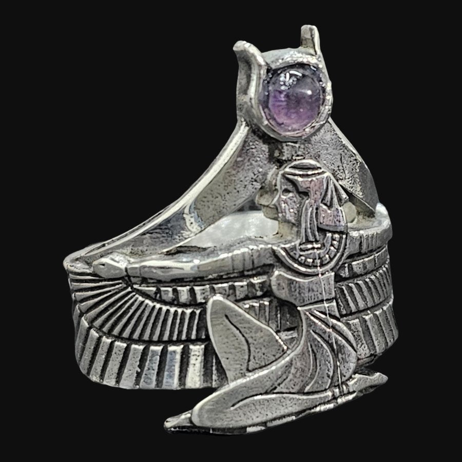 Egyptian Ring Goddess Isis In Silver 2 X 1.5 Cm 10 Gr Art 1097 - Bricks Masons