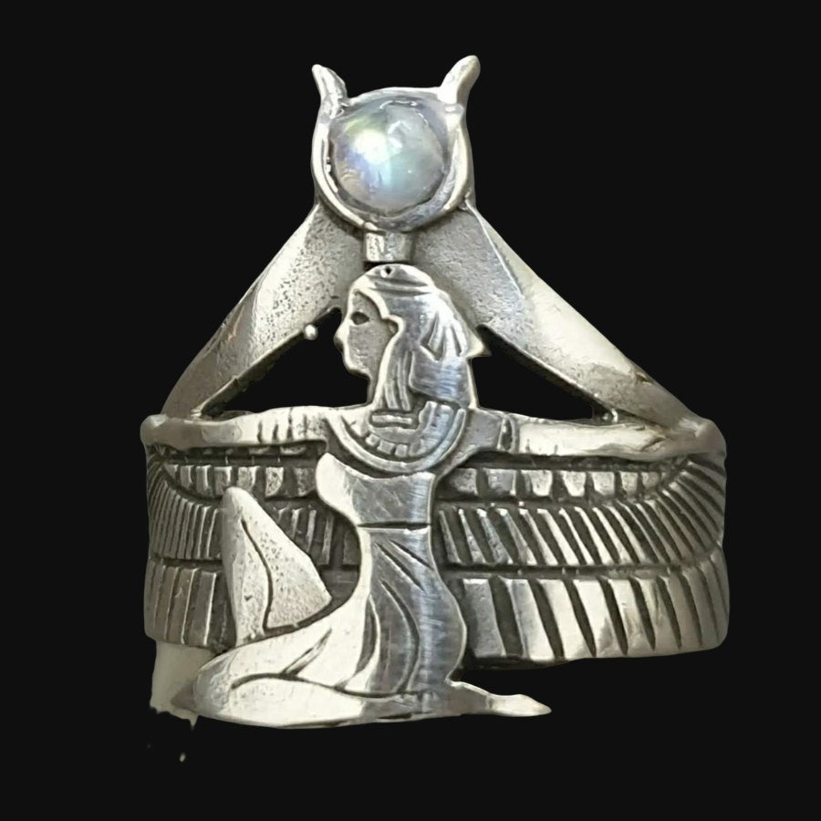Egyptian Ring Goddess Isis In Silver 2 X 1.5 Cm 10 Gr Art 1097 - Bricks Masons