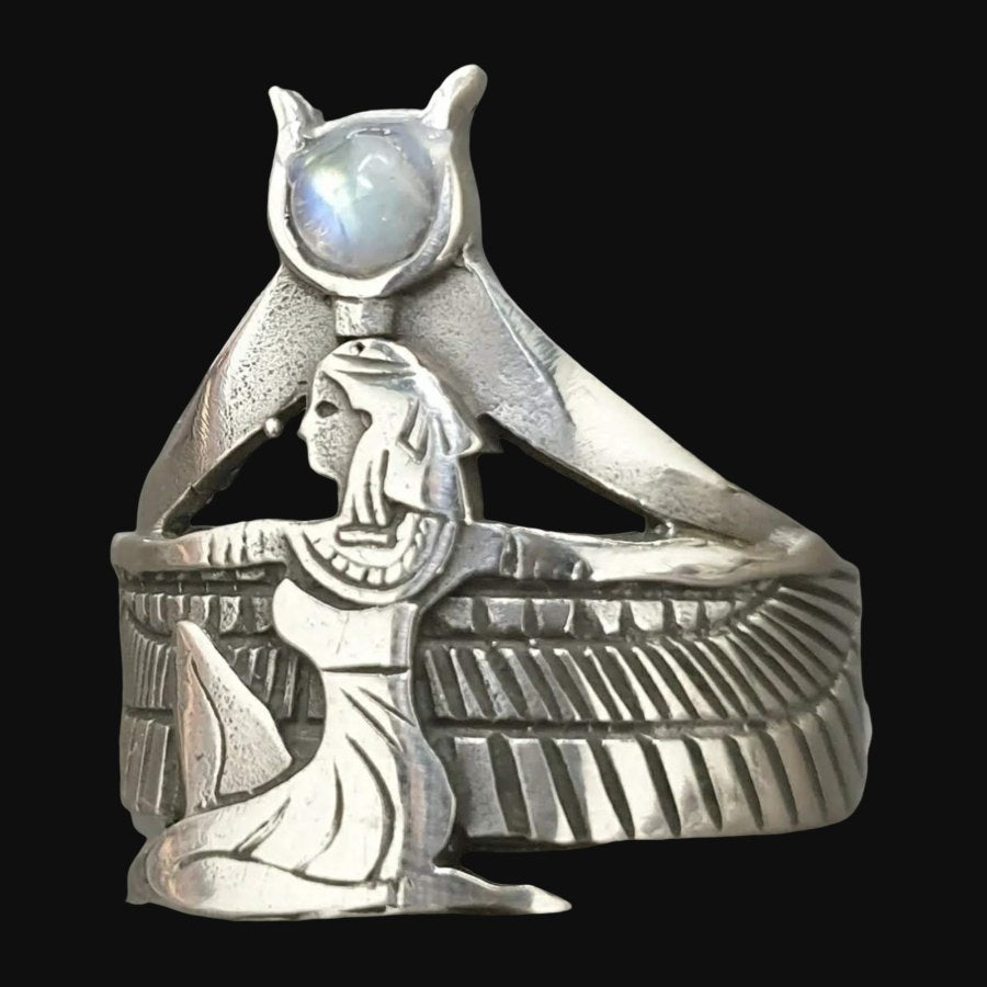 Egyptian Ring Goddess Isis In Silver 2 X 1.5 Cm 10 Gr Art 1097 - Bricks Masons