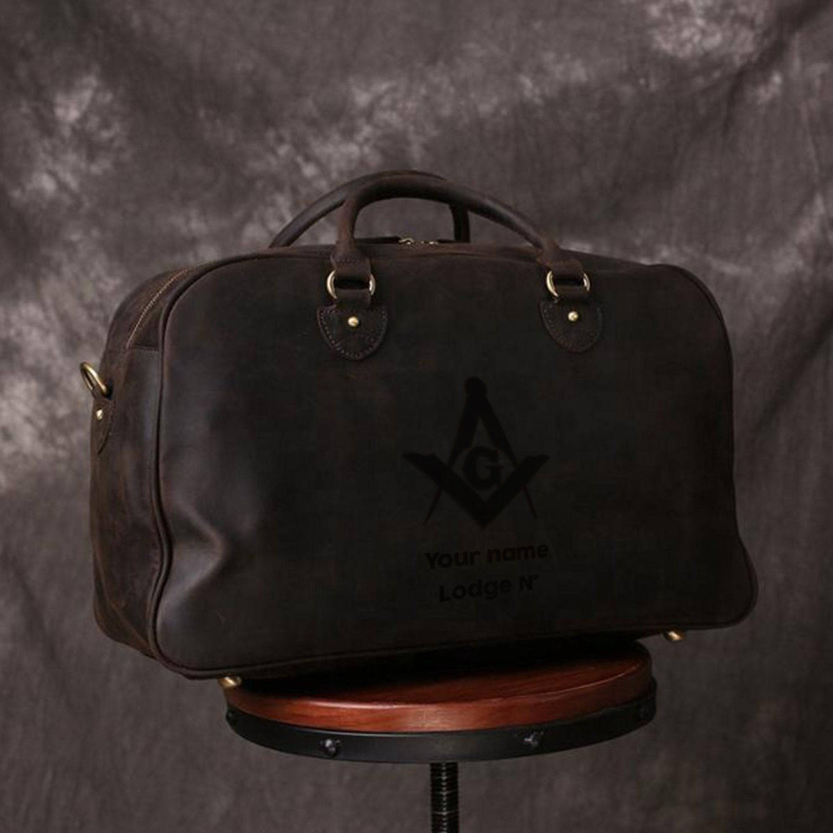 Master Mason Blue Lodge Travel Bag - Dark Brown & Camel - Bricks Masons