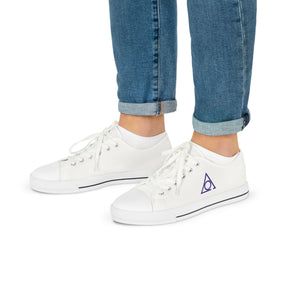LOCOP Sneaker - Low Top Sneaker Black & White Purple Emblem - Bricks Masons