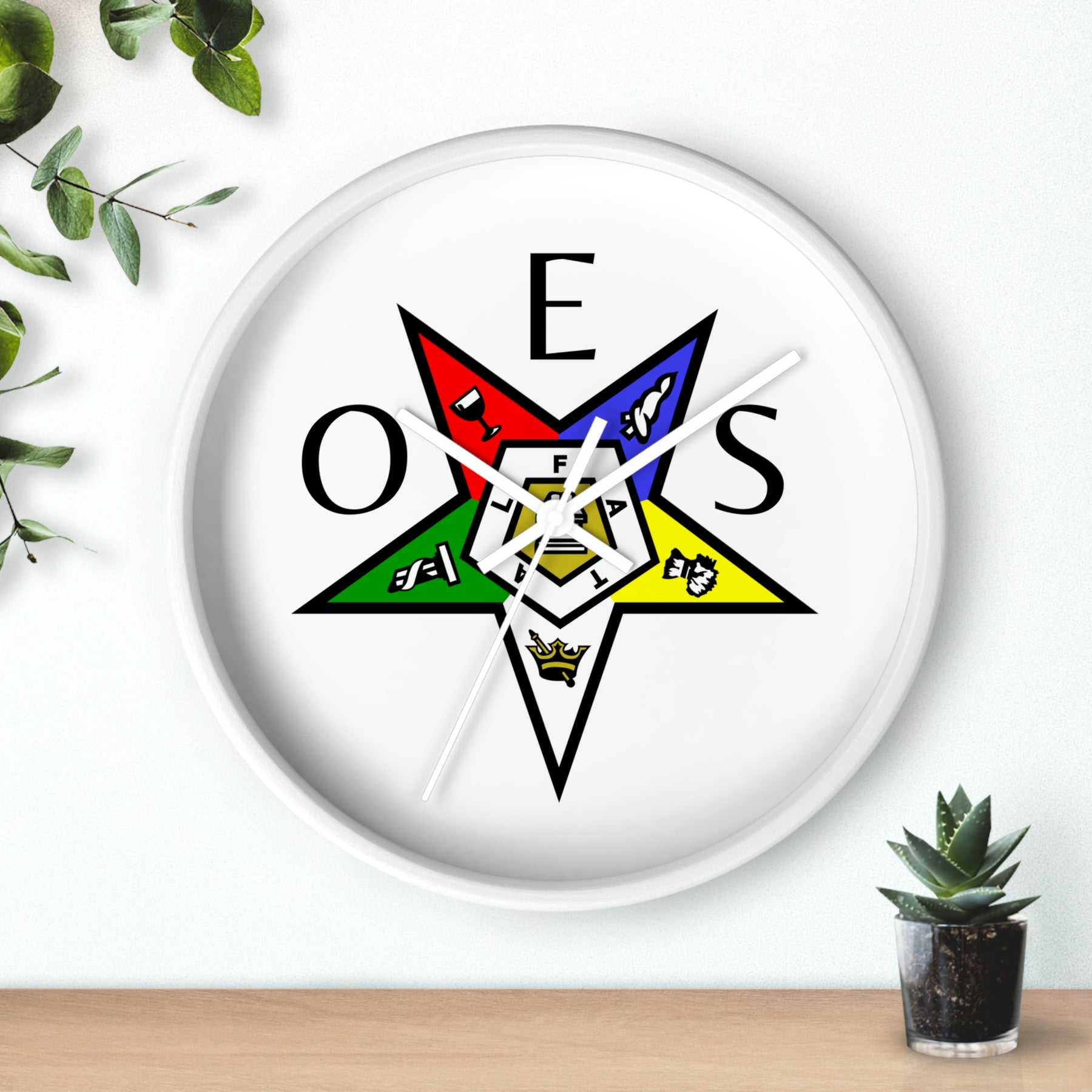 OES Clock - Colorful Star Emblem - Bricks Masons