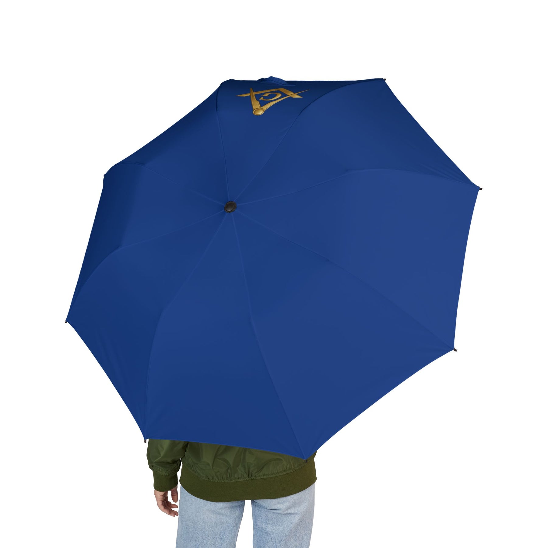 Master Mason Blue Lodge Umbrella - Blue with Gold Square & Compass G - Bricks Masons