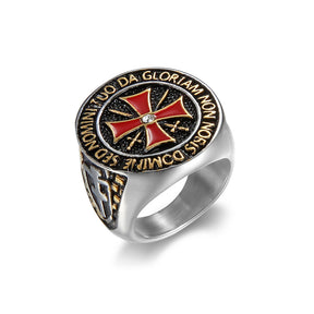 Knights Templar Commandery Ring - Silver Stainless Steel - Bricks Masons