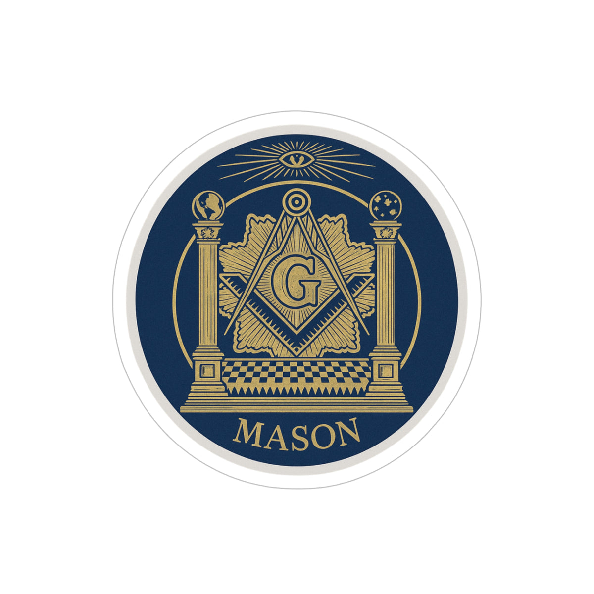 Master Mason Blue Lodge Sticker Decal - Gold & Blue Water Resistant Vinyl - Bricks Masons