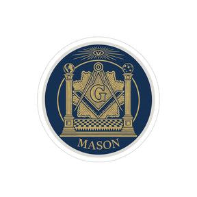 Master Mason Blue Lodge Sticker Decal - Gold & Blue Water Resistant Vinyl - Bricks Masons