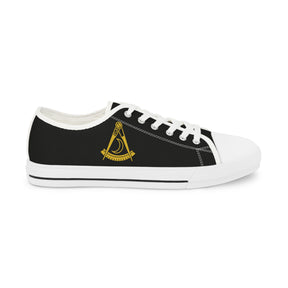 District Deputy Grand Master Blue Lodge Sneaker - Low Top Sneaker Black & White Gold Emblem - Bricks Masons