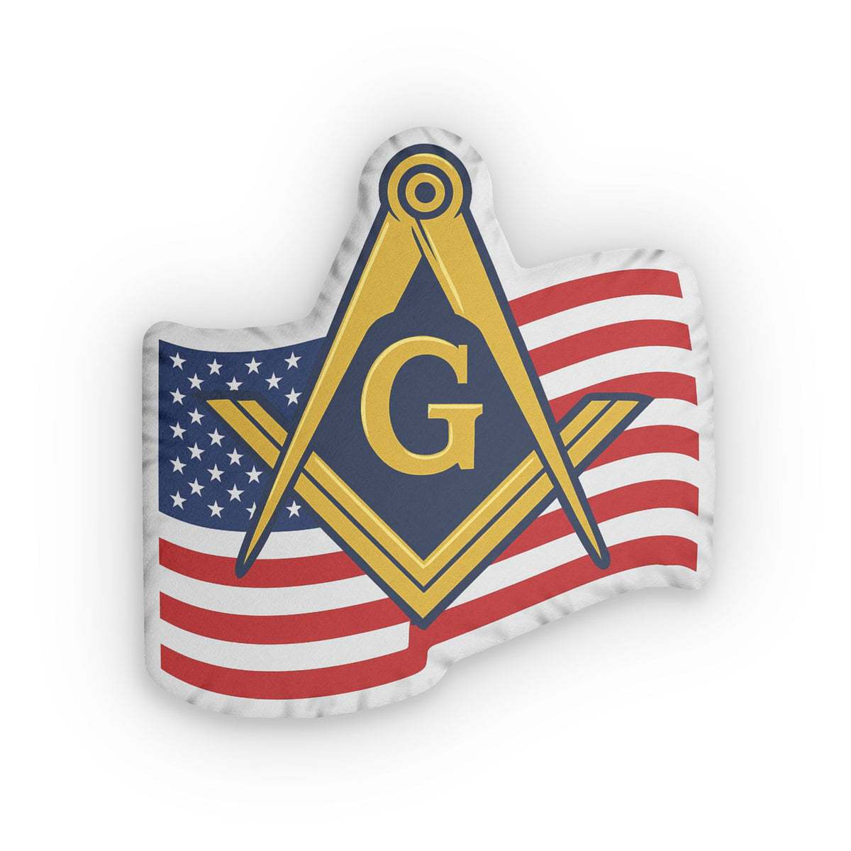 Master Mason Blue Lodge Pillow - Square & Compass G USA Flag - Bricks Masons