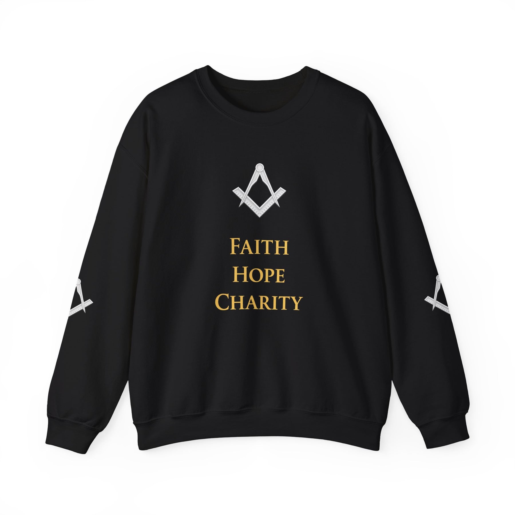 Master Mason Blue Lodge Sweatshirt - Faith Hope & Charity with Square & Compasses