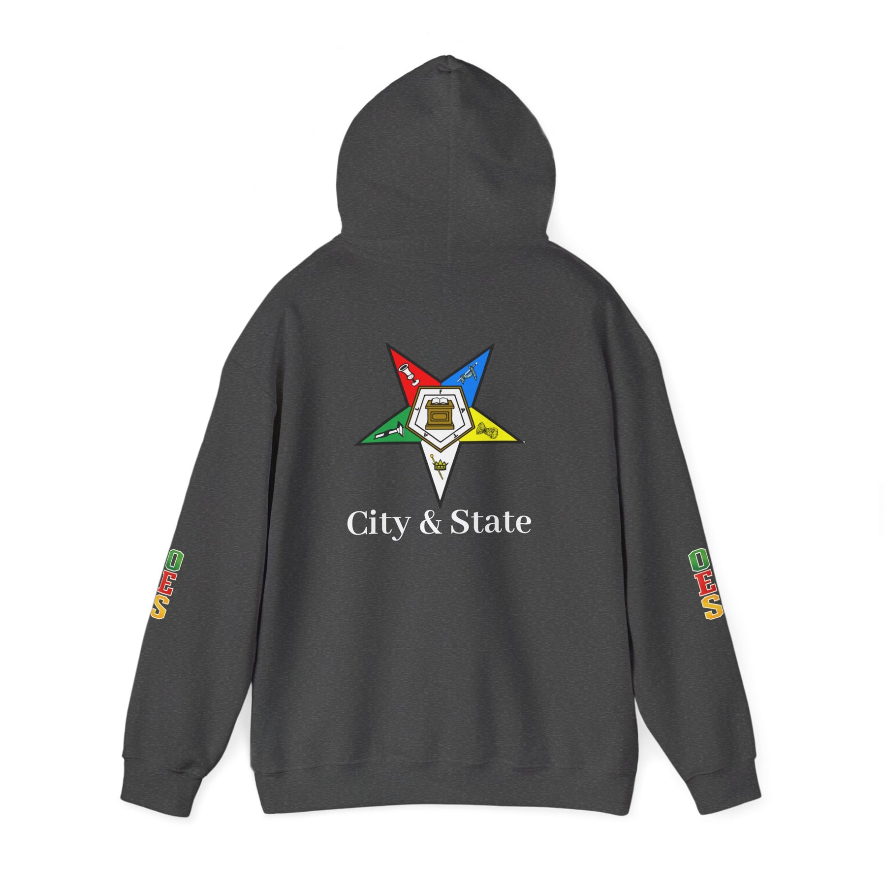 OES Hoodie - Colorful Eastern Star & Initials with Personalization - Bricks Masons
