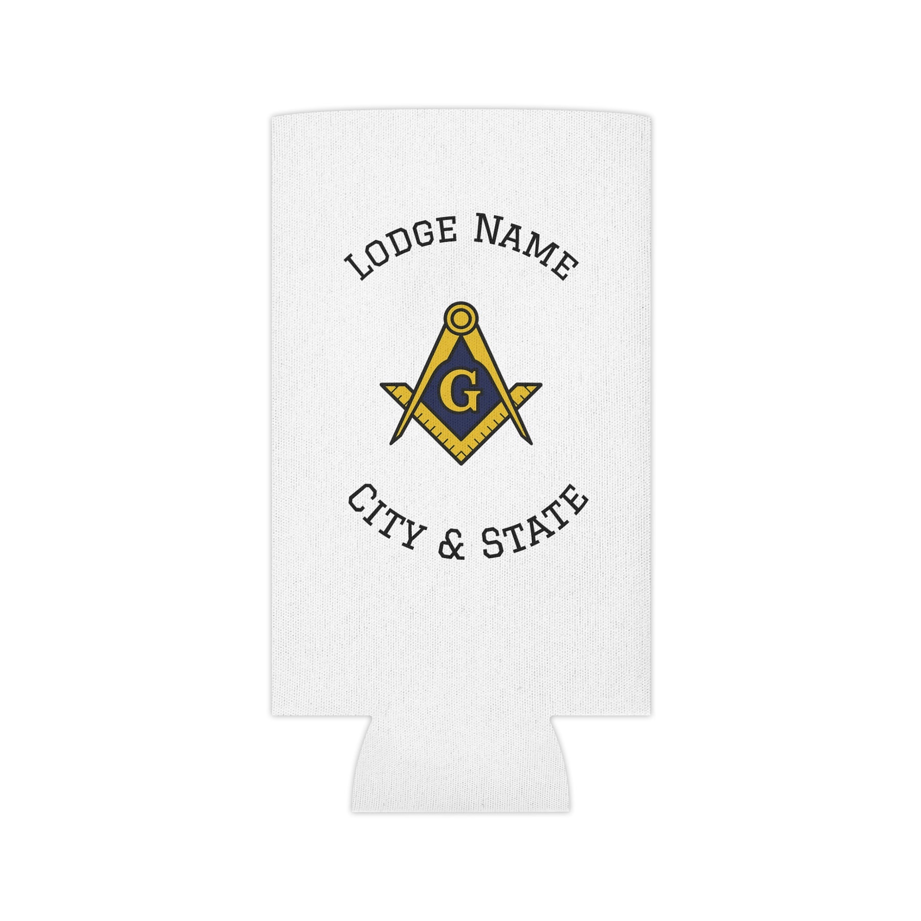 Master Mason Blue Lodge Can Cooler - Square & Compass with G Personalize Your Lodge - Bricks Masons