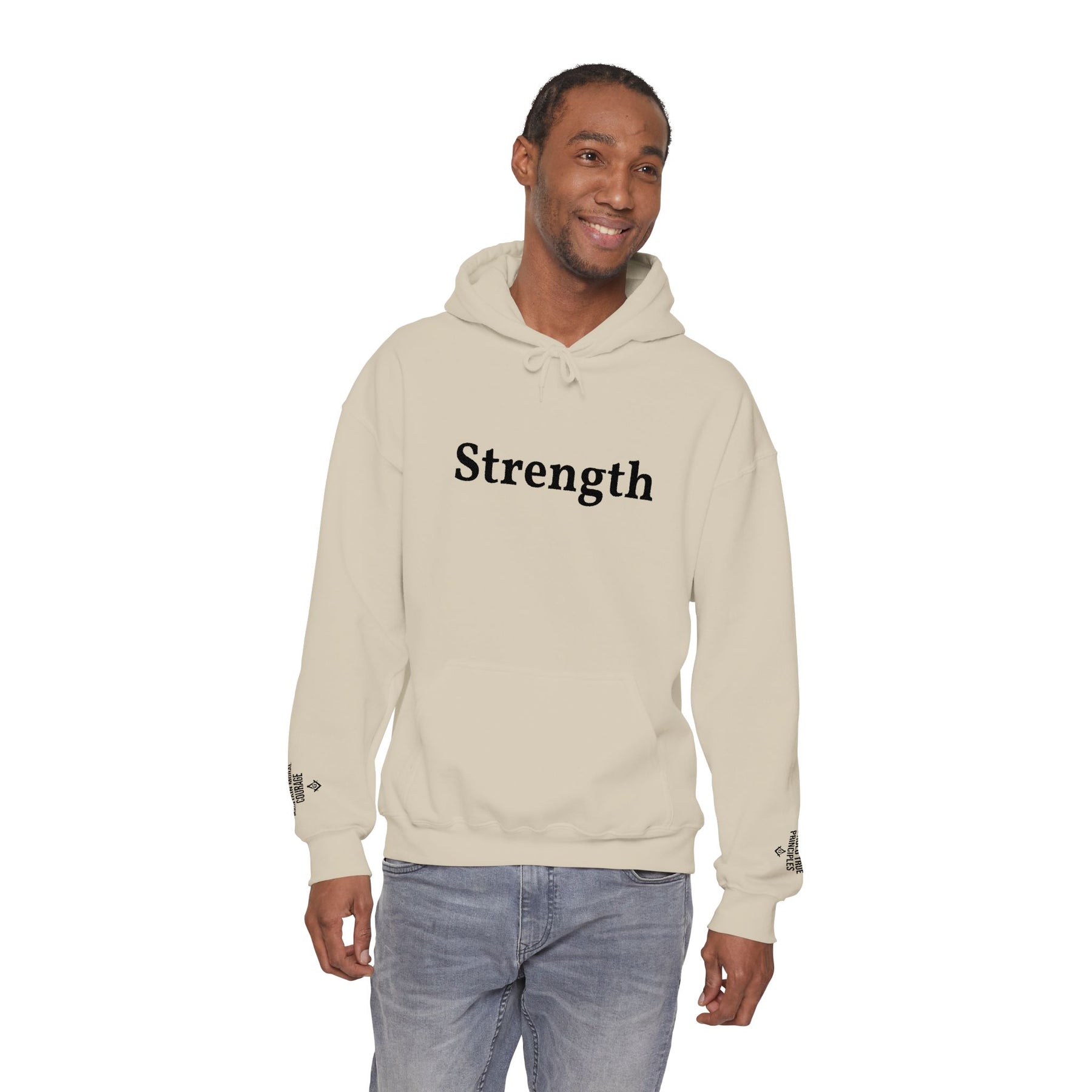 Master Mason Blue Lodge Hoodie - Strength Front & Sleeves Embroidery - Bricks Masons