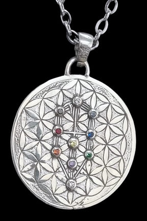 I said 72 Names of God and Flower of Life with Stones in Silver Art 1465 - Bricks Masons