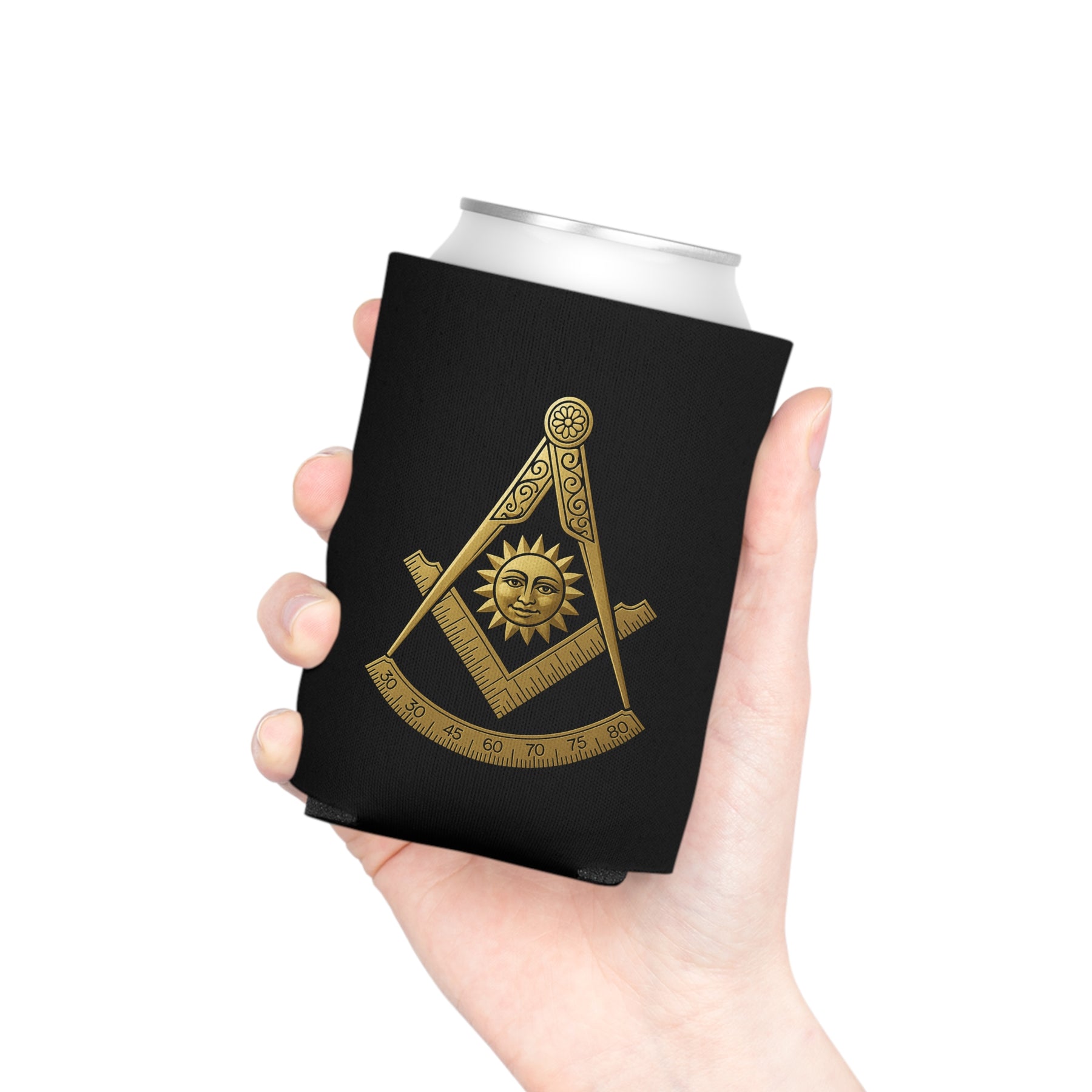 Past Master Blue Lodge Can Cooler - Gold Square & Compass - Bricks Masons