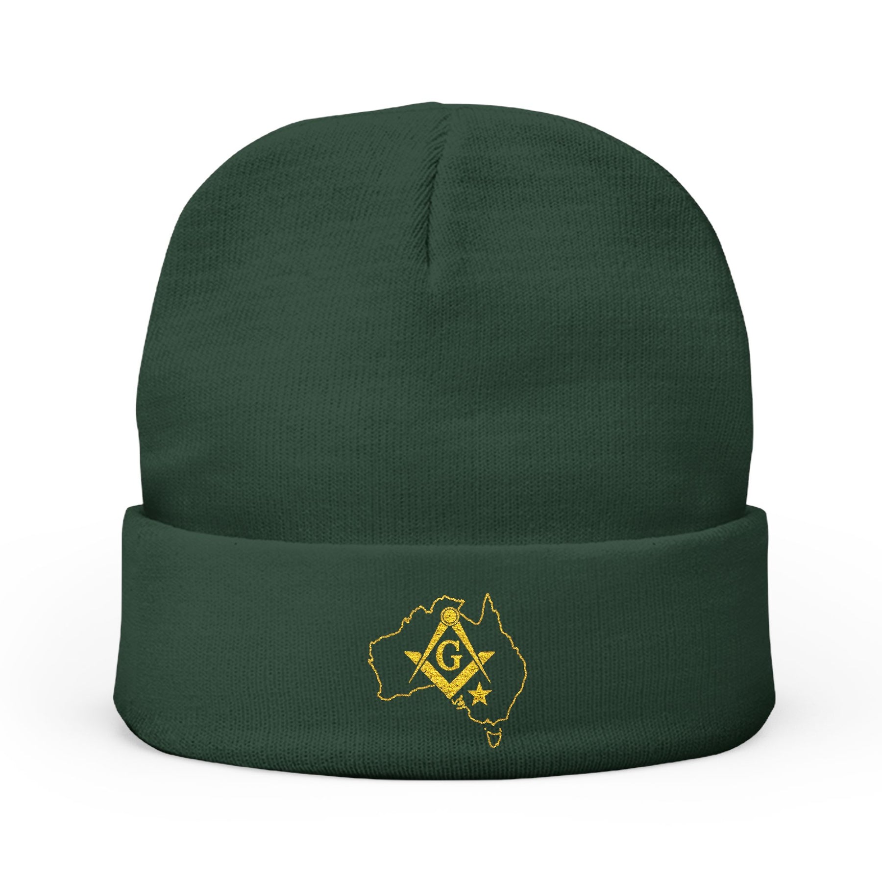 Master Mason Blue Lodge Australia Jurisdiction Beanie - Knit Embroidery Australia Mason Map - Bricks Masons
