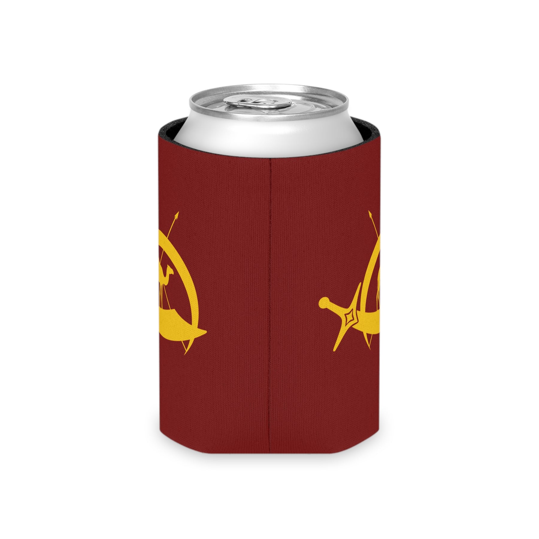 DOKO Can Cooler - Maroon & Yellow Polyester Exterior - Bricks Masons