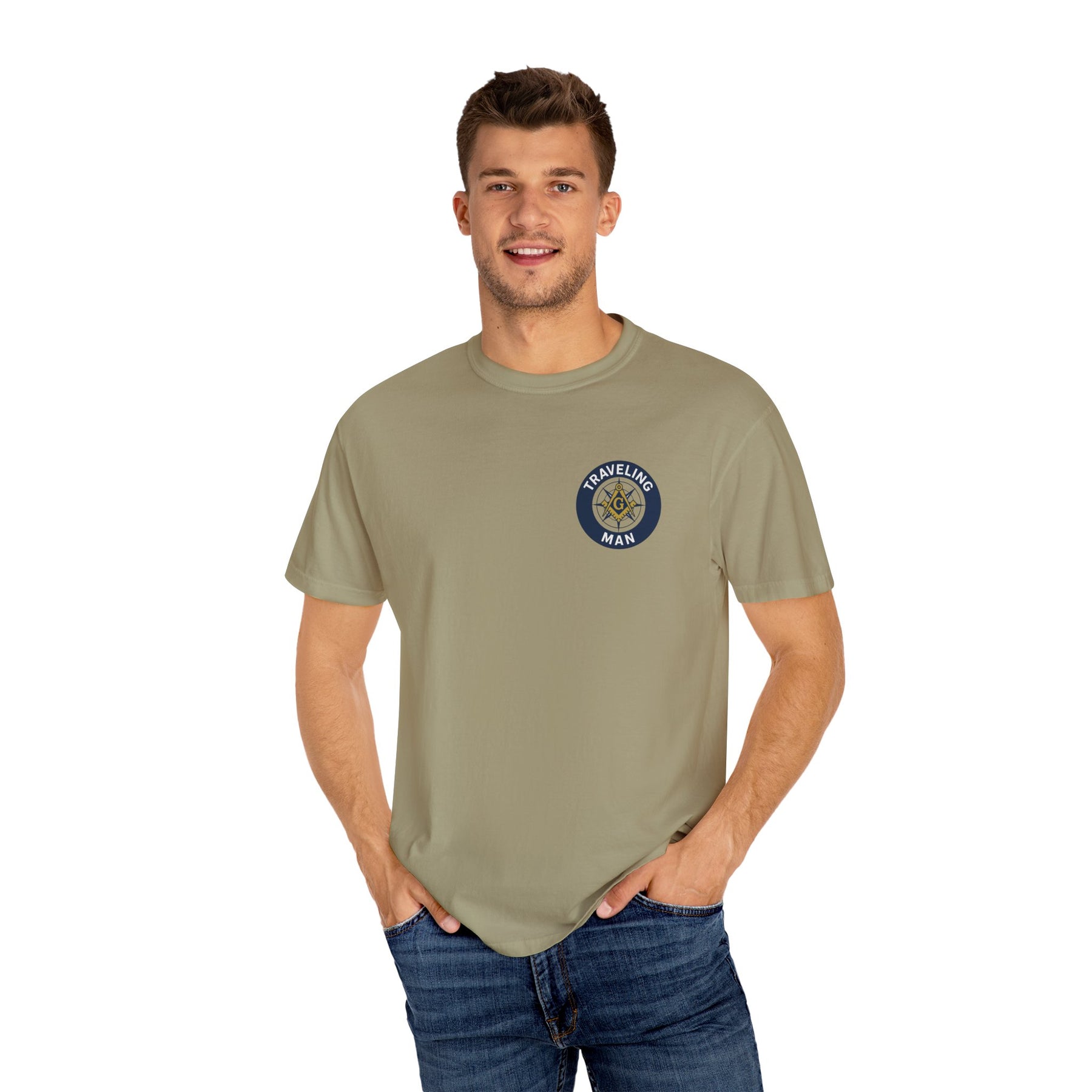Master Mason Blue Lodge T-Shirt - Traveling Mason Garment-Dyed Tee - Bricks Masons