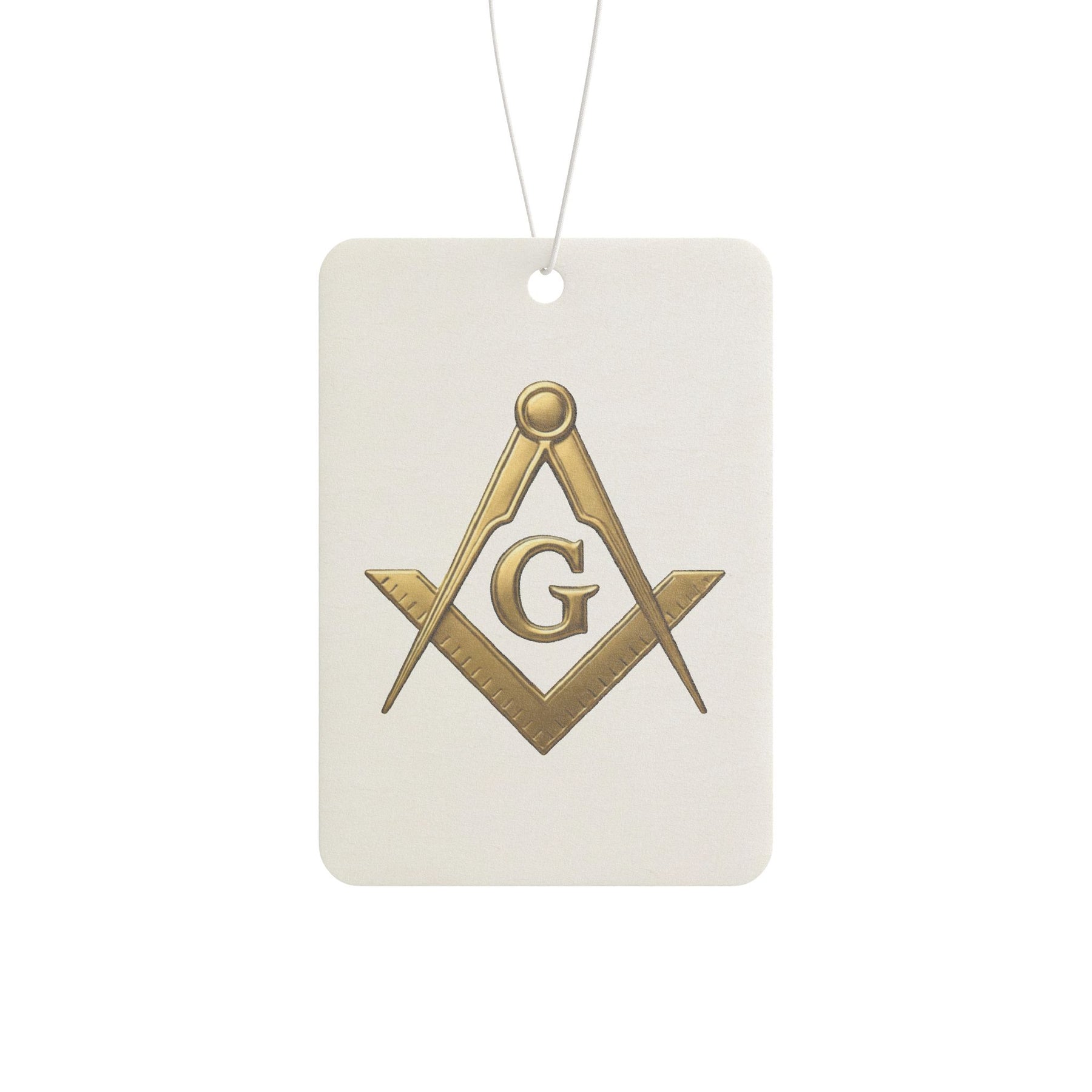 Master Mason Blue Lodge Car Air Freshener - Gold Square & Compass with G - Bricks Masons