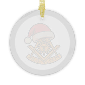 Past Master Blue Lodge Christmas Ornament - Gold Square & Compass with Quadrant Sun - Bricks Masons