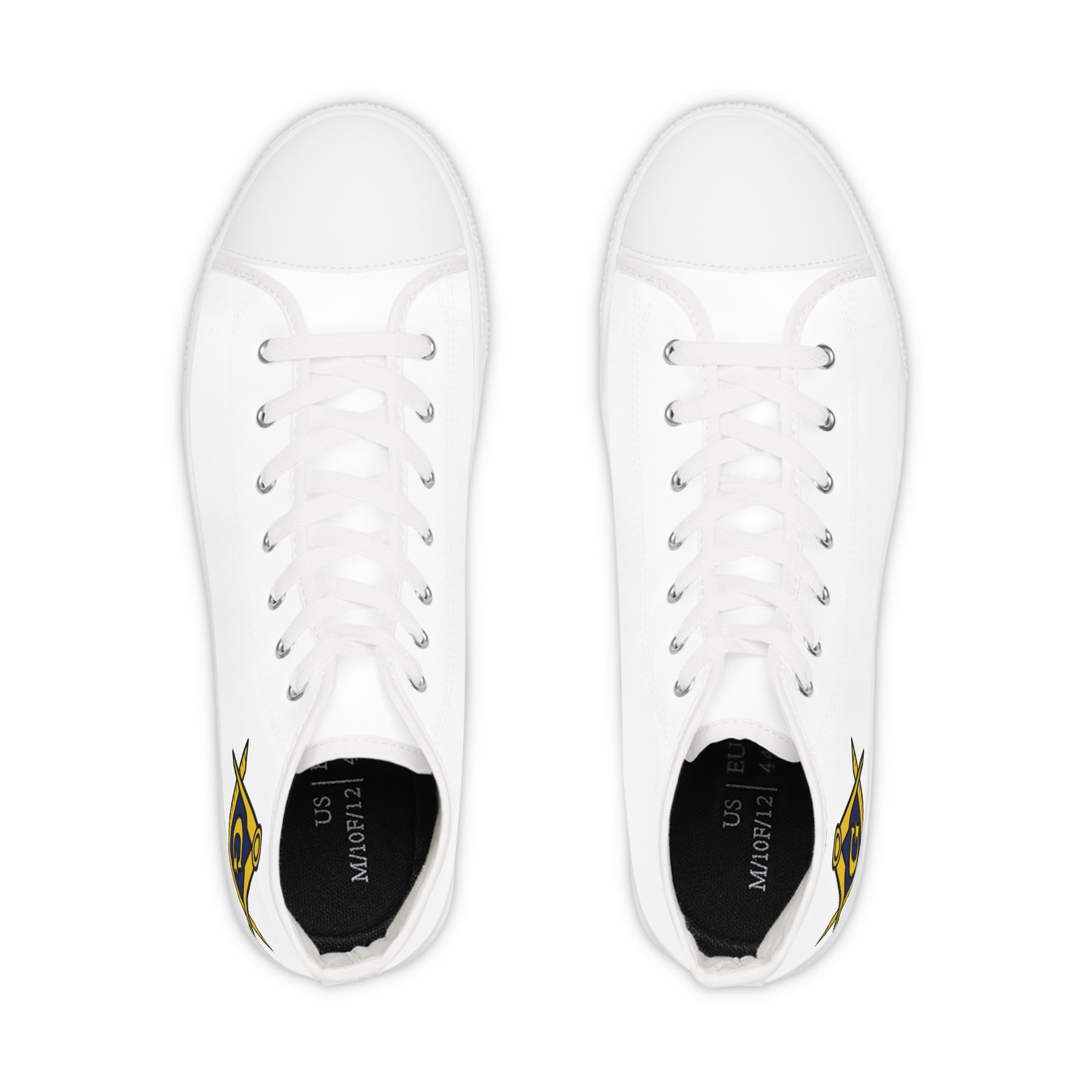 Master Mason Blue Lodge Sneaker - High Top Black & White Sole with Golden S&C G - Bricks Masons