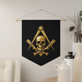 Widows Sons Pennant - Square & Compass with Skull Emblem - Bricks Masons