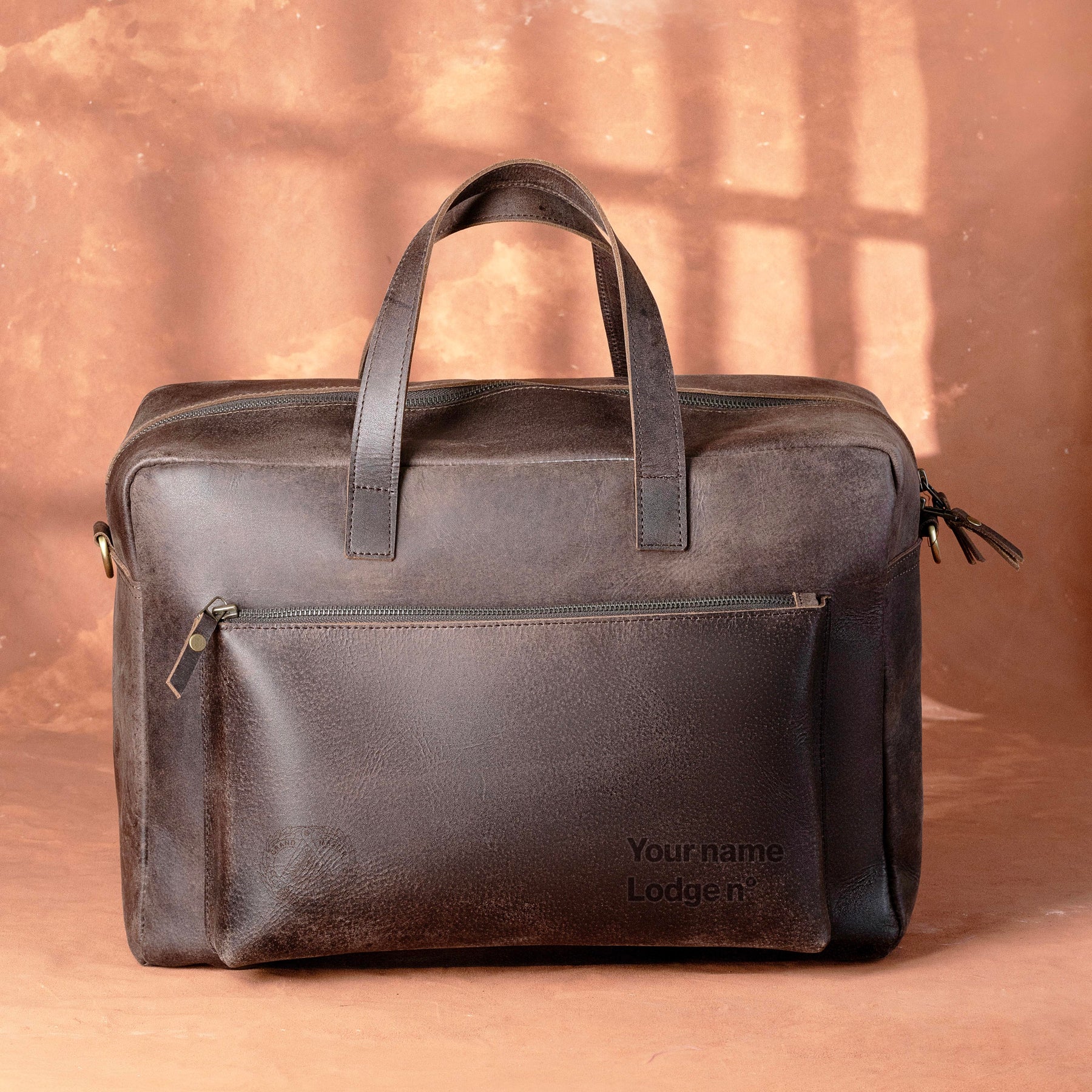 Grand Master Blue Lodge Briefcase - Dark Brown Cow Leather - Bricks Masons