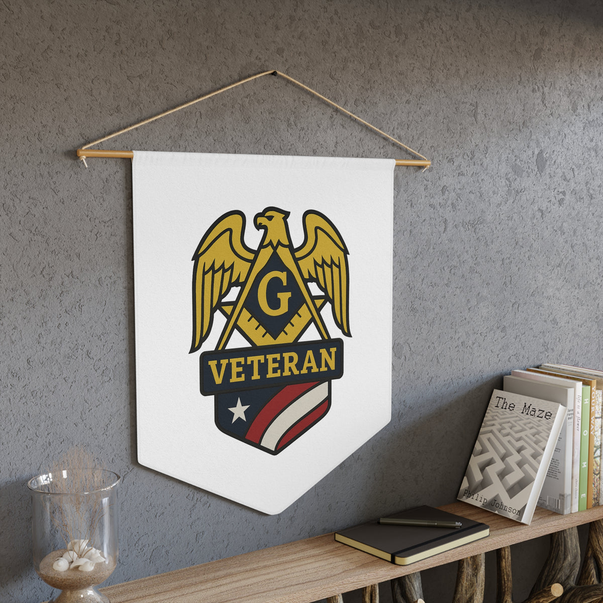 Master Mason Blue Lodge Pennant - Patriotic Veteran Symbol - Bricks Masons