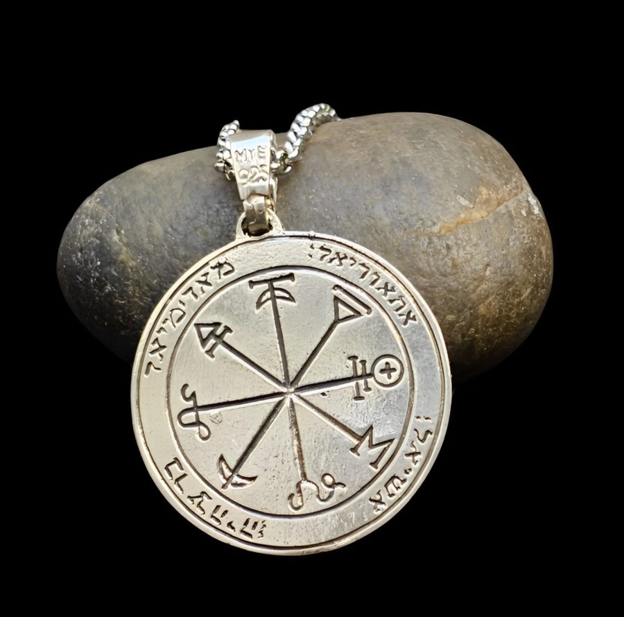First and Second Pentacle Pendant consecrated to Mars in Silver 3 cm 11 g 44 Seals of Solomon Art 1577 - Bricks Masons